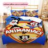 Animaniacs Set cu model cuvertură de pat Decorare casă Cadou (1 * husă de pilotă + 2 * fețe de pernă fără miez)