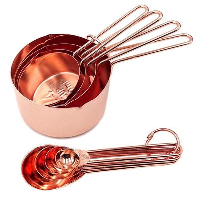 8-teiliges Messlöffel-Set, Roségold, Messbecher, Küchenzubehör, Backen, Tee, Kaffeelöffel, Messwerkzeuge