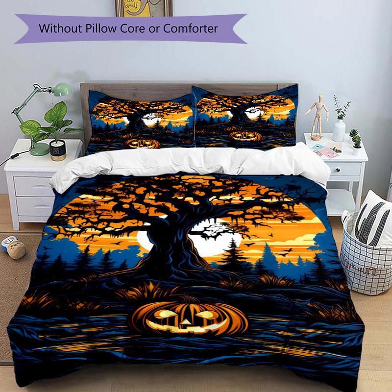 3pcs Spooky Forest Scene Duvet Cover Set -Includes 1 Duvet Cover and 2 Pillowcases, No Quilt Core, All-Season Home Decor  Yy251111187