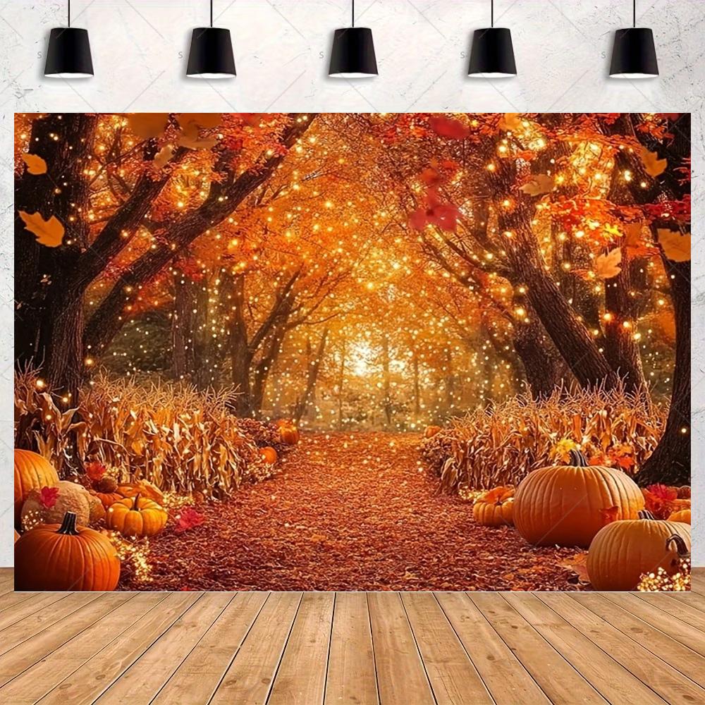 Autumn maple forest themed backdrop for adult birthday party decorations, photo banner, accessories3866