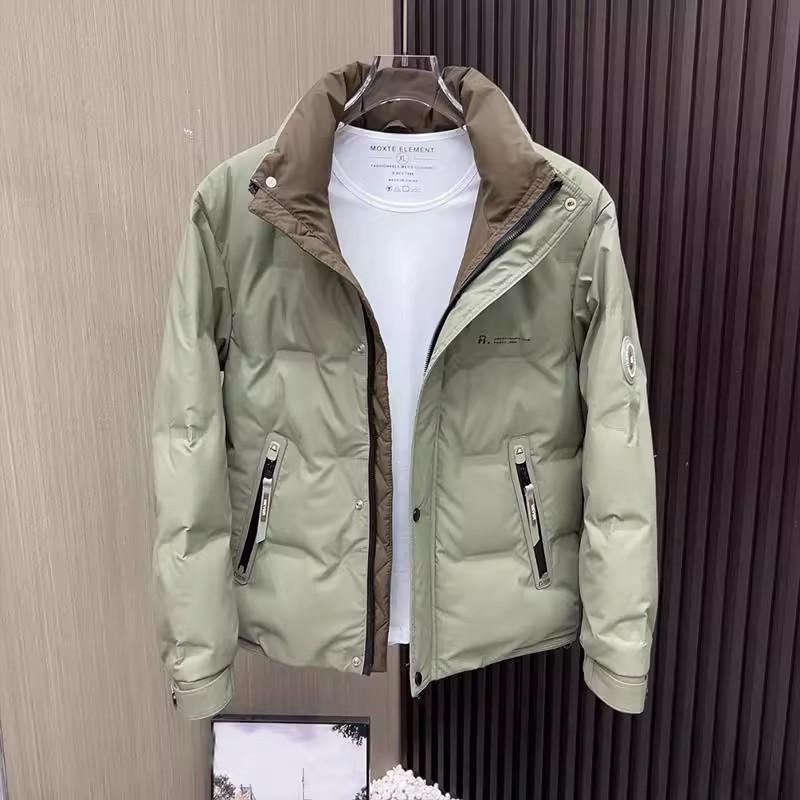 

Пуховик, мужская рабочая одежда, воротник-стойка, повседневный хулиганский стиль, красивый, высококлассный, утолщенный, морозостойкий зимний, новая куртка 2025 года, стеганая одежда 5XL зелёный