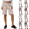 Pantaloncini Bermuda Stampati da Donna Vita Alta Elasticizzati Pantaloni Lounge Casual Vestibilità Larga Lunghezza Ginocchio Da Tirare Pantaloni Estivi
