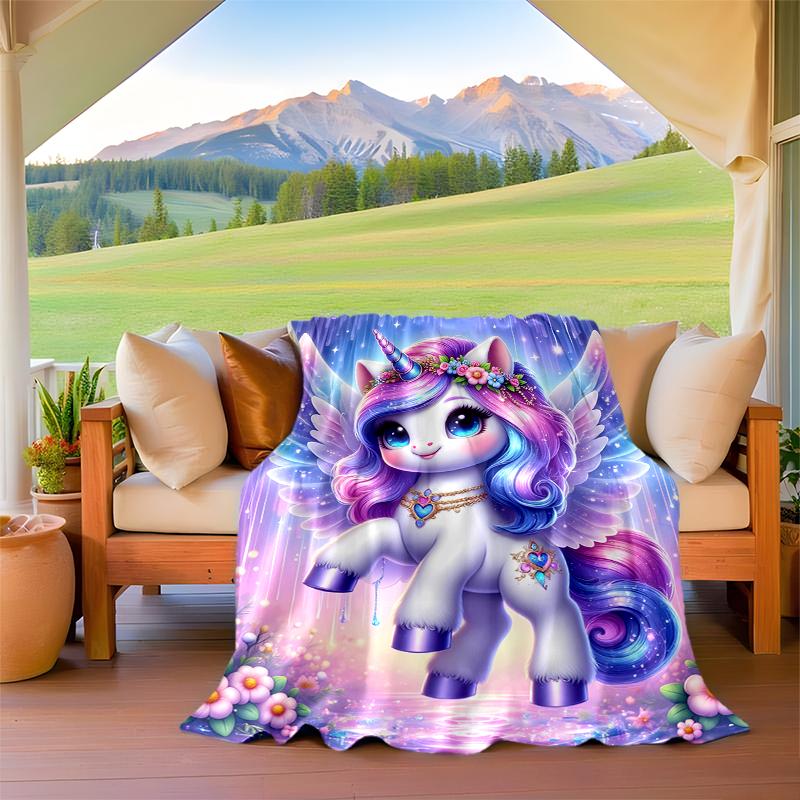 1PC Purple unicorn blanket, al season lightweigh Poster blanket home office outdoor nap multifunc Poster blanketional blanket