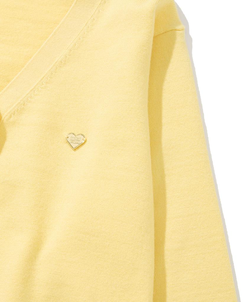 Knitted (W) Basic Essential Washable V-Neck Cardigan Yellow