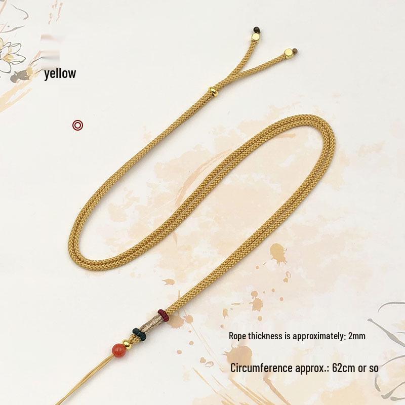 Adjustable Hand-Woven Jade Agate Emerald Pendant Necklace Cord for Men & Women жёлтый