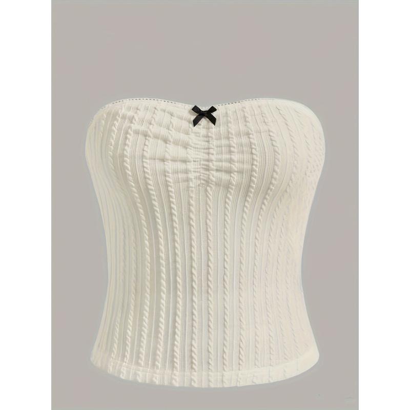 Женский сексуальный топ без бретелек, модный летний вязаный топ, облегающий топ-бюстье для девушек XS белый