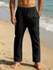 Men's White Linen Drawstring Pants - Relaxed Fit Summer Beach Trousers for Tropical Vacation and Resort Wear