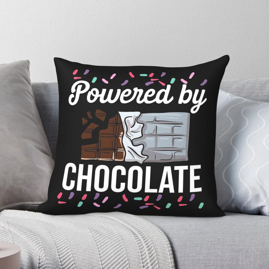 Powered By Chocolate Pillowcase Polyester Linen Velvet Creative Zip Decor Pillow Case Room Cushion Cover