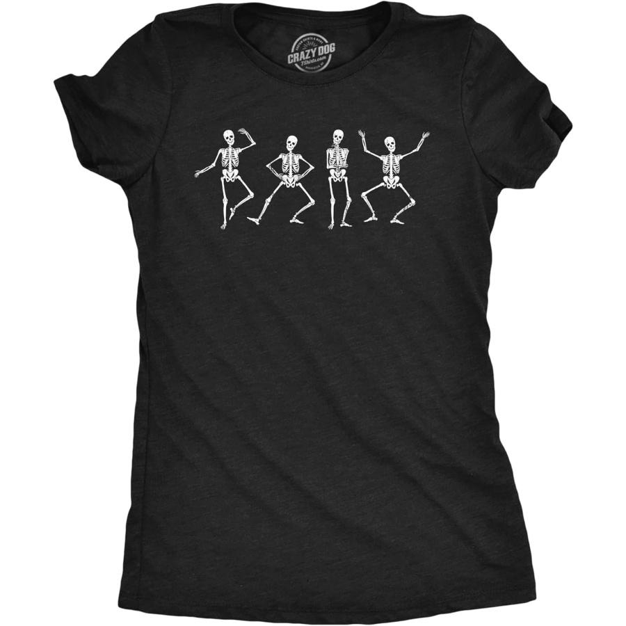 Womens Dancing Skeletons T Shirt Funny Halloween Party Spooky Boogie Tee for Ladies XXXXXL разноцветный