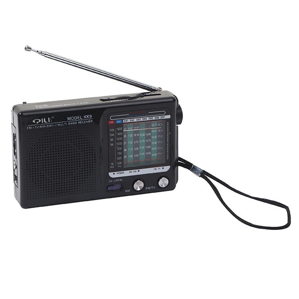 

Уличное радио SW/AM/FM стерео цифровое радио с телескопической антенной на батарейках, полнодиапазонный радиоприемник с динамиком и разъемом 3,5 мм чёрный