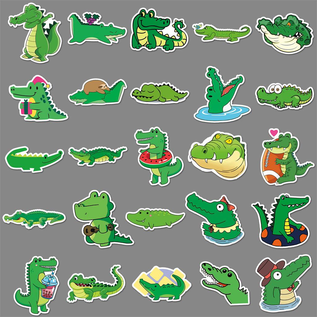 50 Pictures of Crocodile Doodle Personality Cartoon Animals Children DIY Mobile Phone Skateboard Suitcase Stickers Waterproof