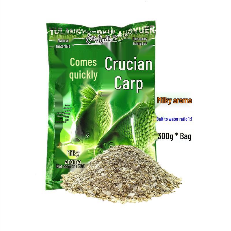 Yu Lang Fast-Acting Crucian Fish Bait 300g - Fishy Milk Scent for Lake & Reservoir Fishing