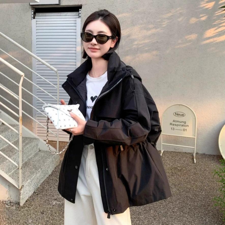 Outdoor Tooling Jacket Down Jacket Women's Winter New Hooded Fashion Waist Pie Overcome Casual Jacket