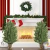 Artificial Cedar Topiary Tree with Stake Lifelike Faux Cedar Pines Christmas Tree UV Resistant Simulated Shrubs for Front Porch Outdoor Decor