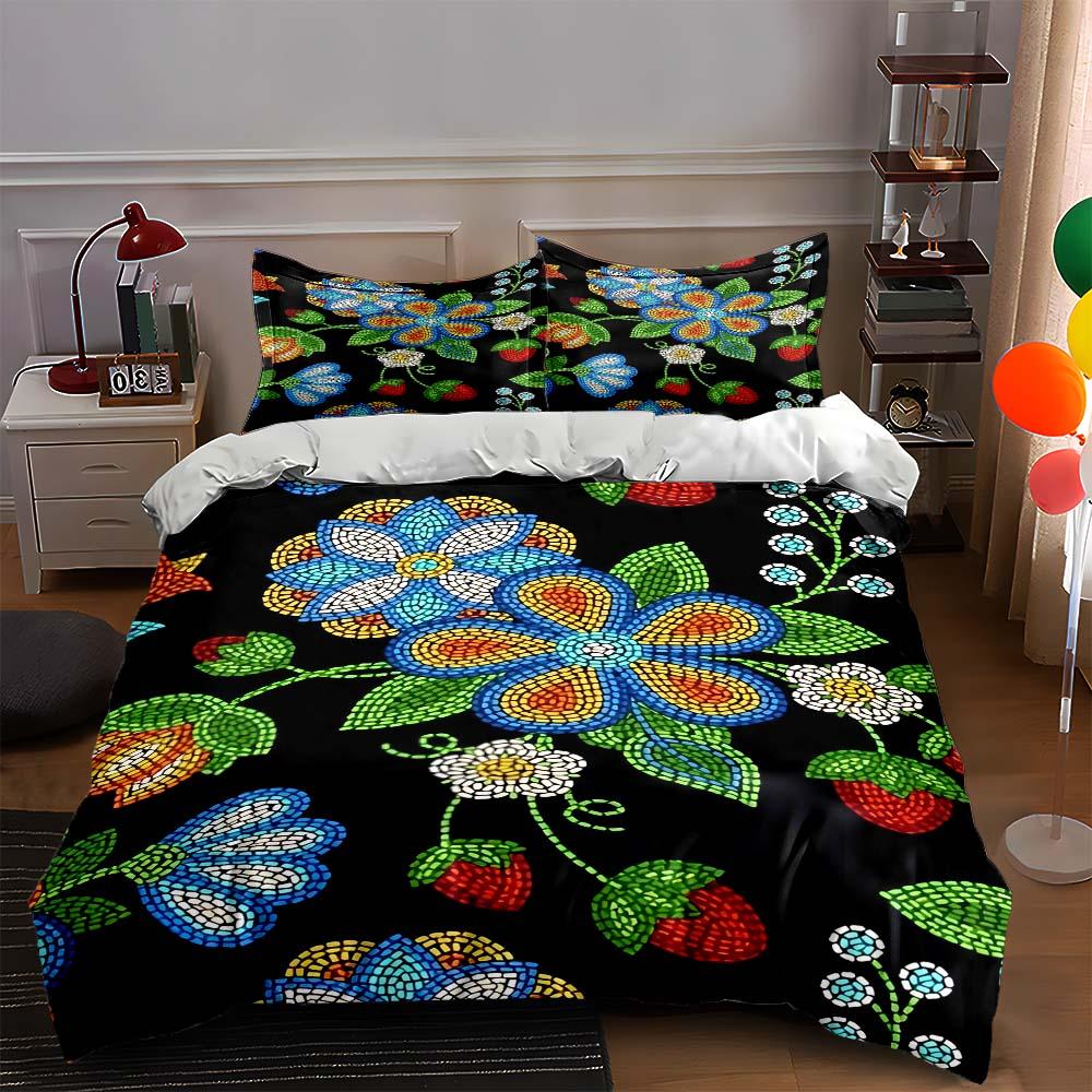 

Colorful floral mosaic Bedding Duvet cover sets Duvet covers Pillowcases gifts (1 * Duvet Cover 2 * Pillowcases, without duvet insert) 135x200cm