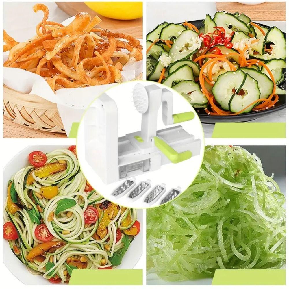 Manual Vegetable Spiralizer 4 Blades Vegetable Slicer Easy to Clean Hand Crank Grater  Fruit