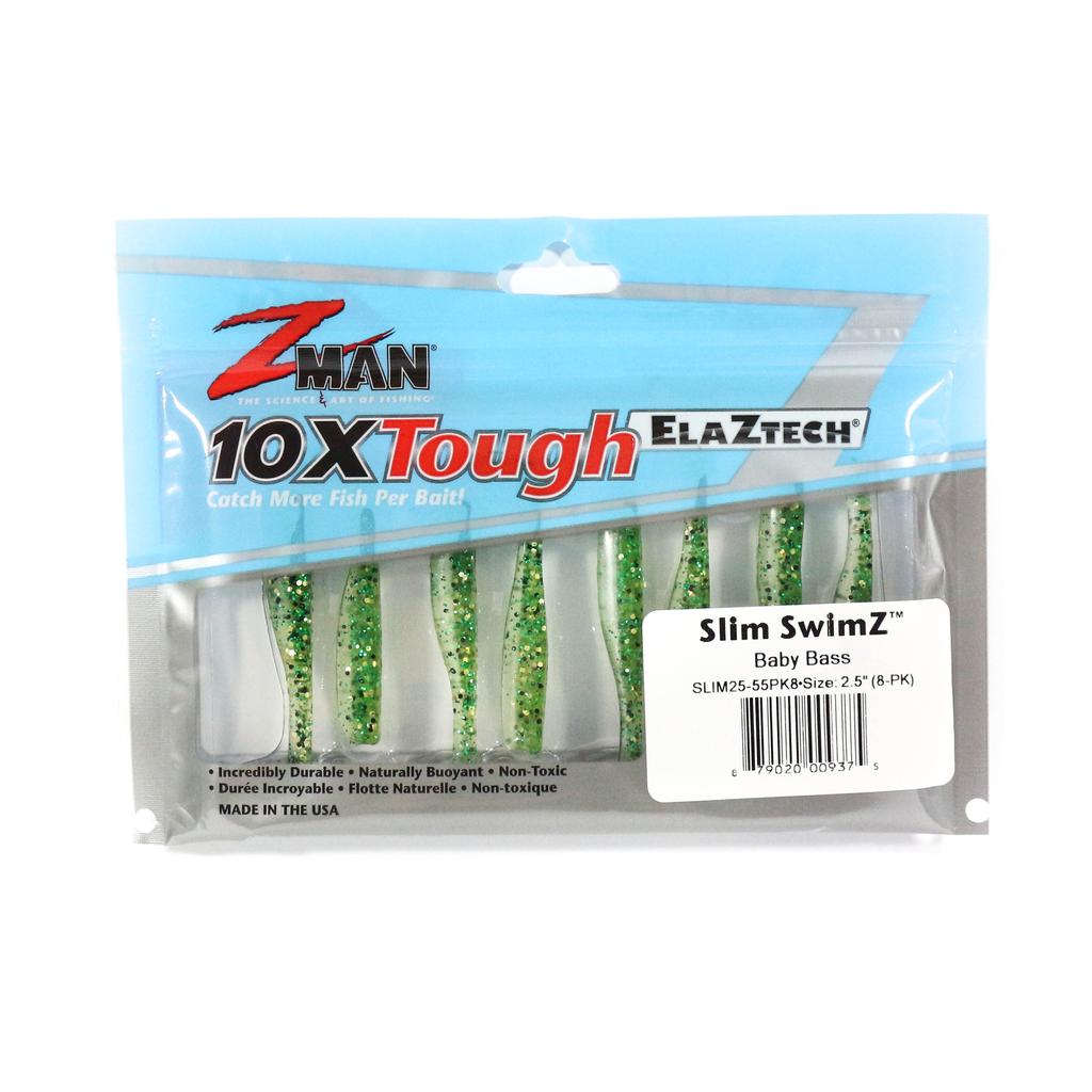 Zman Soft Lure Slim SwimZ 2.5 Inch 8/Pack Baby Bass (9375)