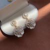 Elegant and Fashionable Summer Diamond Inlaid Pearl Flower Earrings for Women Korean Style Versatile Jewelry Accessories Gift
