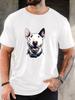 Vintage Bull Terrier Dog Head Print Unisexs Crew Neck Short Sleeve Casual Basic Summer Daily Soft Comfort Fit Daily Wear Tee Shirt