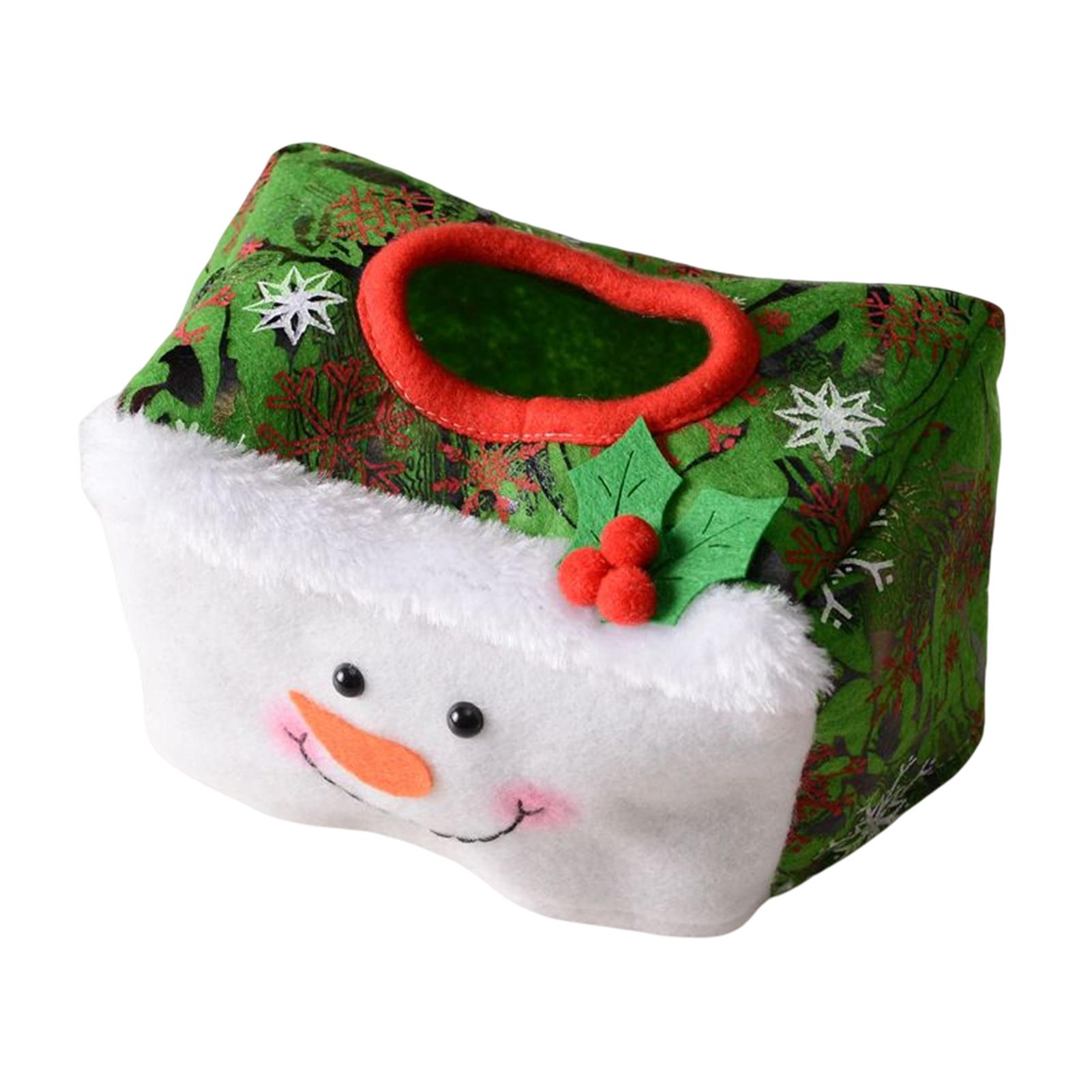 

Cute Santa/Snowman Tissue Storage Box Quality Material Wear-Resistance Reusable For Living Room Office Car зелений