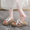 Thick-soled Pearl Slippers for Women To Wear 2025 Summer New Fairy Style with Skirt Lazy Small One-word Drag