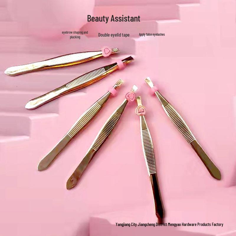 Gold Tweezers & Eyelash Curler Set for Eyebrow Shaping and Hair Removal – Stainless Steel Beauty Tools
