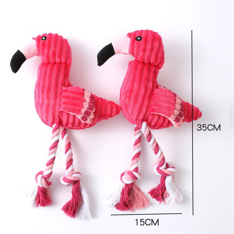 Pet Dog Squeaky Toys Interactive Cartoon Animal Flamingo Shape Dog Chew Toy Training Products Puppy Sound Toys For Small Meduim