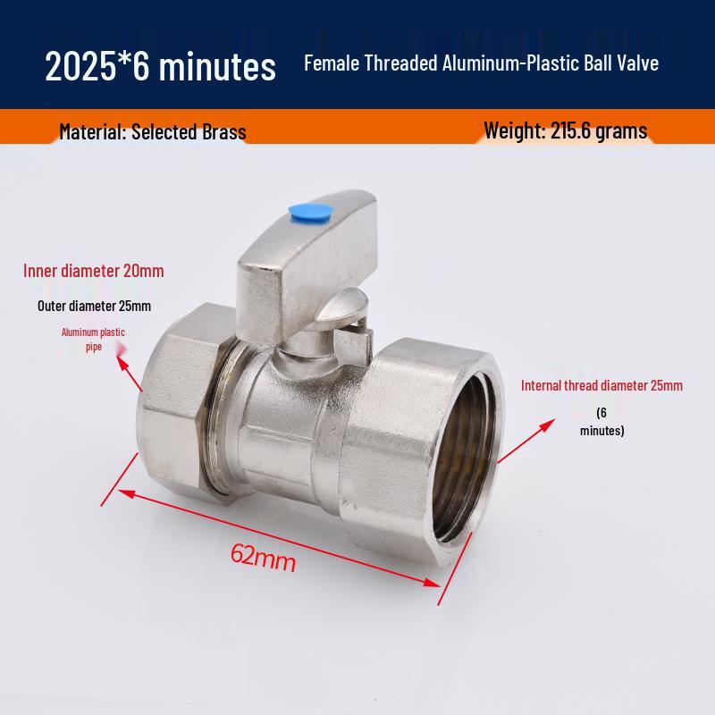 Solar Compression Ball Valve Switch with Aluminum-Plastic Pipe Fitting for Radiators 1/2" & 3/4" 2025 Model