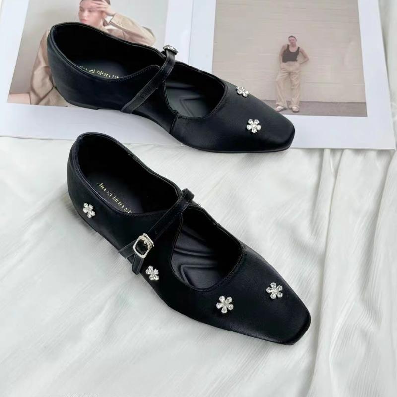 Square Toe Women Flats Loafers Shoes Spring Crystal Elegant Sandals Casual Woman Shoes 2025 Brand Dress Cozy Women’s Zapatillas