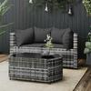 Vidaxl 3-Cz. Garden Lounge Set, Cushions, Grey PE Rattan