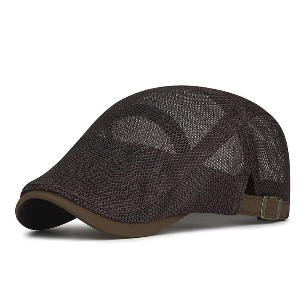 Casual Outdoor Beret Men's Hat Mesh Breathable Newsboy Cap Spring Summer Adjustable Thin Sun Hats Flat Gorras