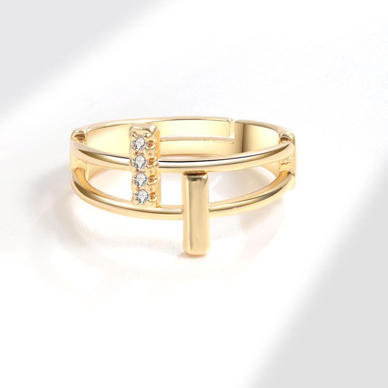 Luxury Double Layer Cross Open Ring For Women Minimalist Personalized Index Finger Zircon Stone Ring
