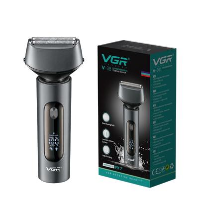 Máquina de afeitar Zero Beard VGR, afeitadora eléctrica recargable para el hogar, a prueba de agua, afeitadora USB de iones de litio negra, pantalla LCD, lavable IPX7