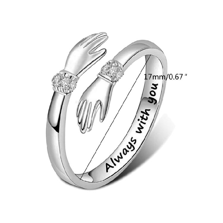 Words-Hugging Hands Open Ring Friendship Jewelry Gift Adjustable Antique Rings