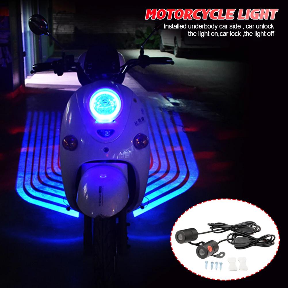 2PCS Motorcycle LED Lamps Welcome Door Courtesy Light With Projector Angels Wing Led Carpet Underglow For Car Motorcycle Light