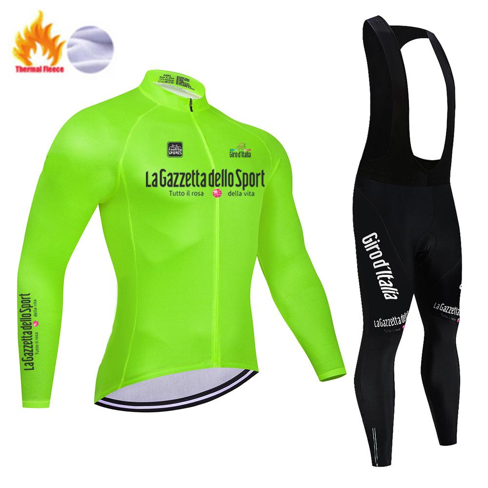 NEU Tour Giro d'Italia Winter Thermo Fleece Radtrikot Sets Outdoor Fahren MTB Ropa Ciclismo Trägerhosen Set Radbekleidung