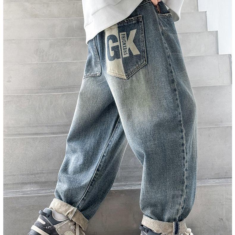 Children's Clothing Boys' Straight Leg Jeans Korean Children's Pants Handsome and Versatile Pants