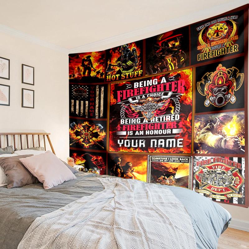 Firefighter In Action Tapestry Room Decoration Wall Hanging for Living Room Bedroom, dormitory, Birthday and Christmas gifts