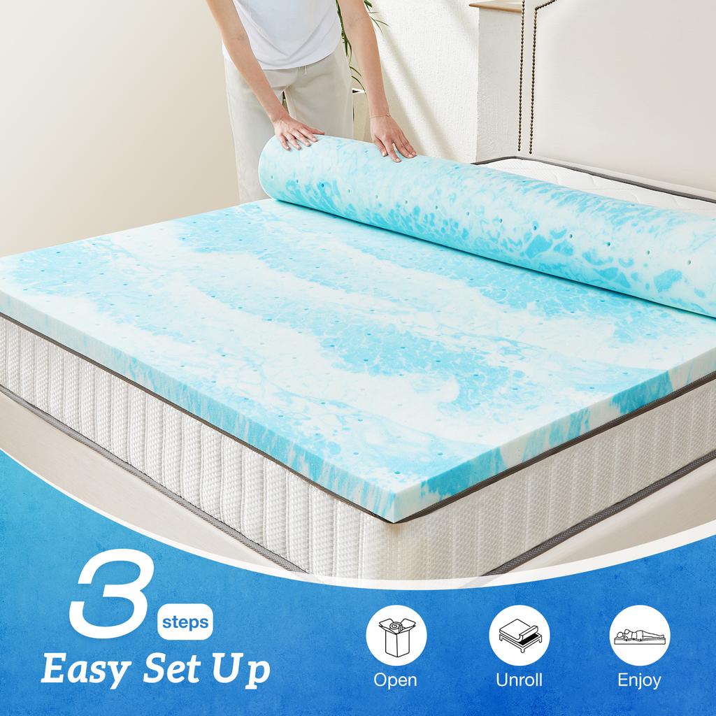 MCQ 2 Inch Soft Bed Mattress Full Size Memory Foam Gel Breathable Cooling Mattress Soft Bed Topper Home Bedroom Furniture