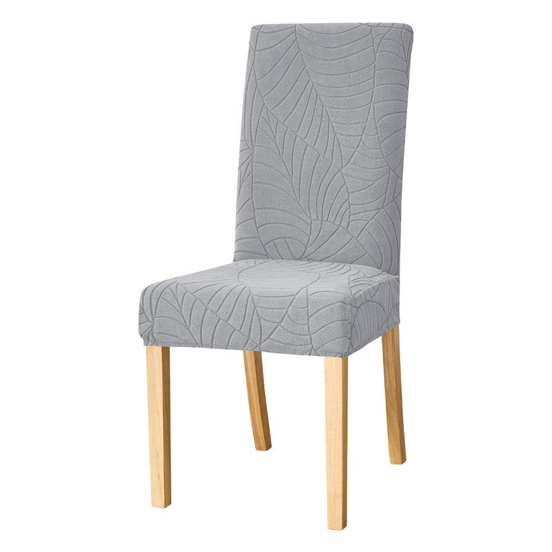 

Leaf Vein Pattern Chair Cover Jacquard Soft Chair Seat Covers Dining Room Fluffy Solid Color Elastic Chair Case Dustproof 1PC