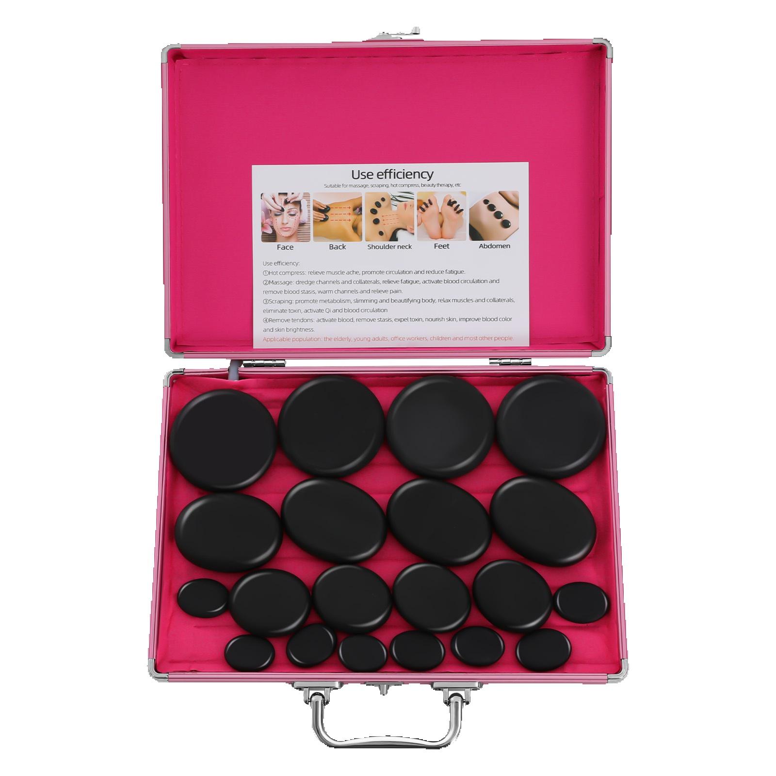 

20 портативных массажных камней, набор для нагревания базальтовых горячих камней для расслабления тела, массажные камни с нагревательным блоком для тела.