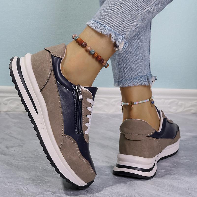 Mix Color Chunky Sneakers Women Spring Zipper Decor Platform Sport Shoes Woman Non-slip Thick Sole Running Shoes