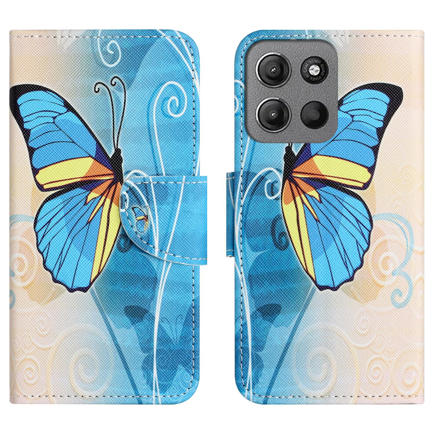 

Wallet Case for Motorola Moto G56 5G/G66j 5G/G66y 5G Pattern Printing Cross Texture Leather Phone Cover Butterfly