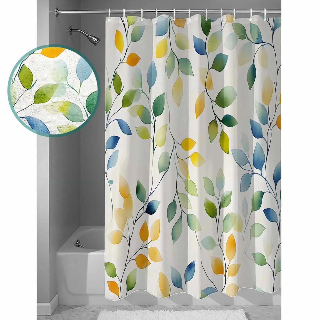 Eucalyptus Leaf Branch Shower Curtains Waterproof Bath Curtains Home Decor Modern Luxury Bathroom Curtain