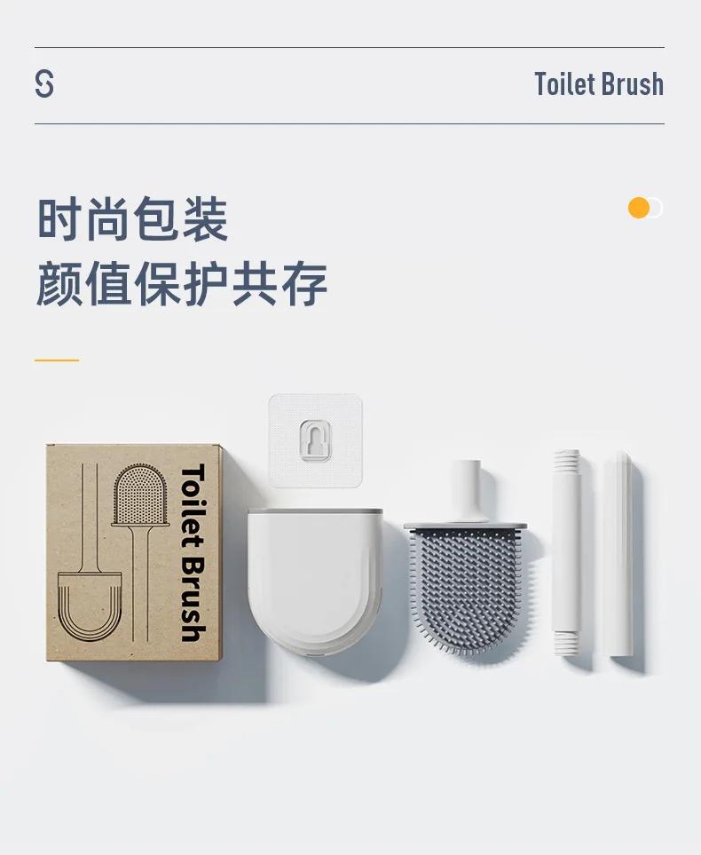 Mini Toilet Brush With Holder Set Long Handled Black Silicone Toilet Cleaner Brush Wall Mounted Wc Toilet Bathroom Accessories