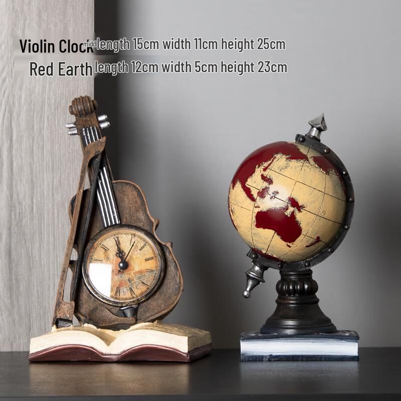 HANDUNYOU Retro Violin Clock with Red Globe Ornament
