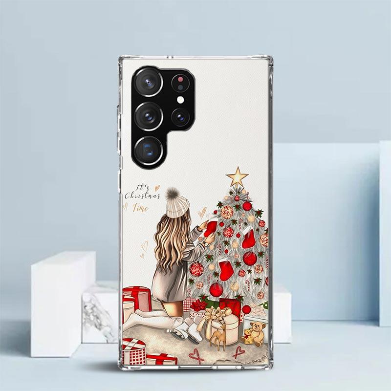 Weihnachts-Mädchen Baum Geschenk Handyhülle Für Samsung Galaxy S24 S25 Edge S26 Ultra S22 S23 Plus S21 + S20 FE Weiche TPU Rückseite Gal