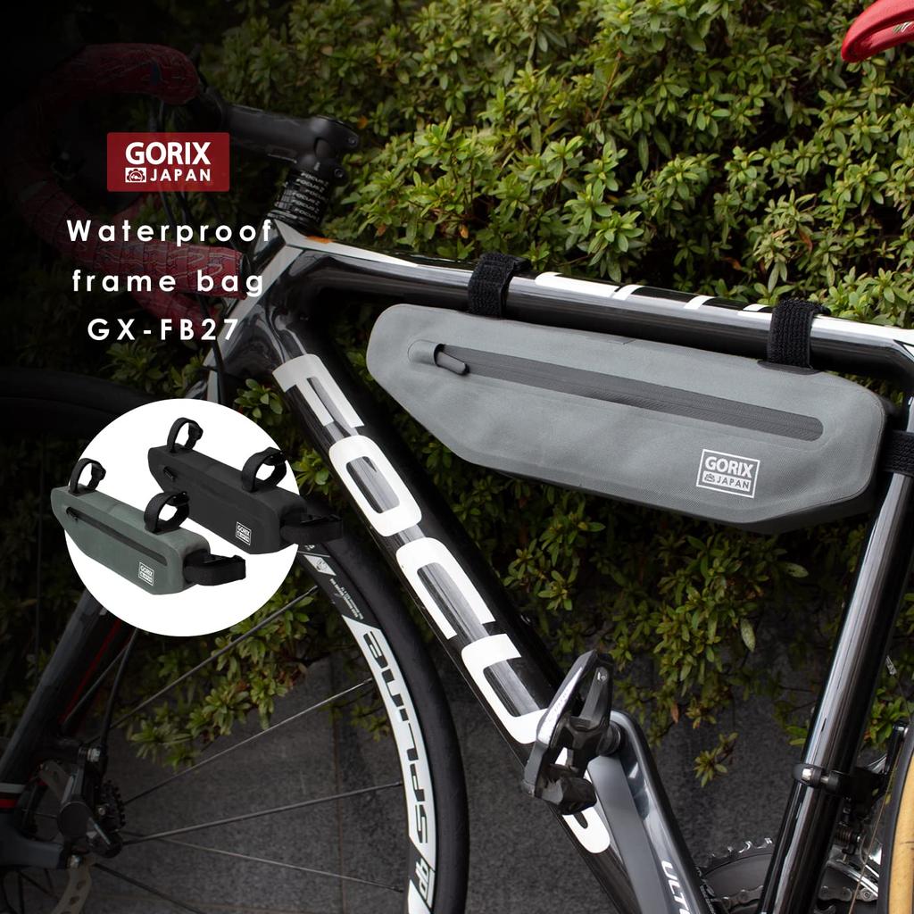 GORIX Frame Bag Bicycle Waterproof Top Tube Bag Cycle Bag Road Bike MTB Cross Bike Triangle Bag 1.5L (GX-FB27) (Gray)