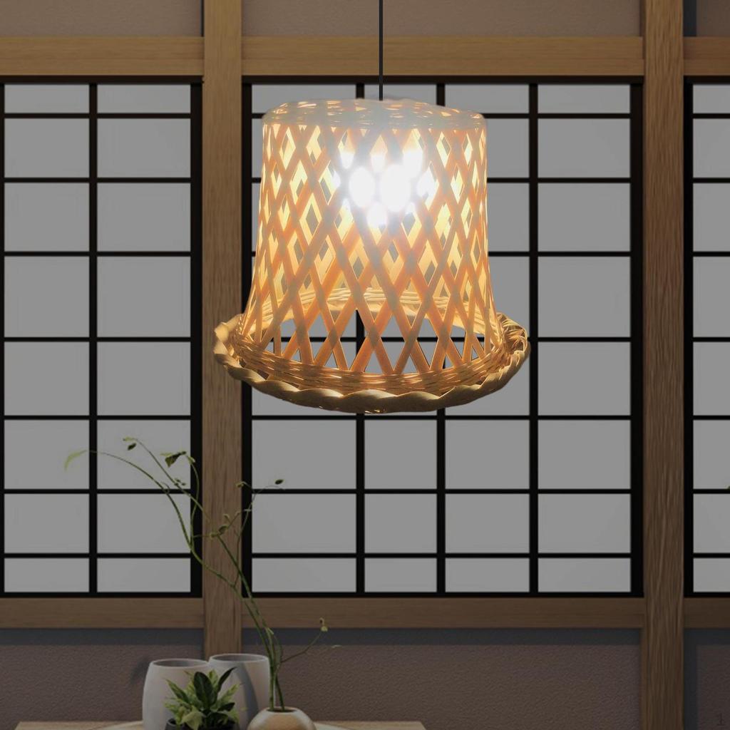 Bamboo Lamp Shade Cover Hanging Pendant Light Fitting Minimalistic Decorative for Ceiling