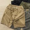 American Retro Khaki Cargo Shorts - Mid-Length, Elastic Waist, Casual Drawstring, Trendy Men's Summer Pants